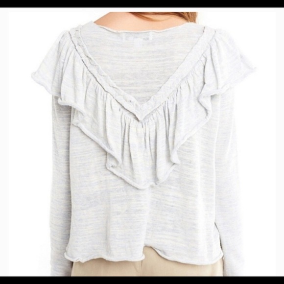 Wildfox Lais Ruffle Sweater Blue Top - Picture 2 of 8